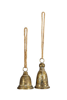 Zvonec kovový na zavesenie zlatý 13cm