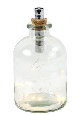 Fľaška sklo OLEG  s LED svetielkom, číra