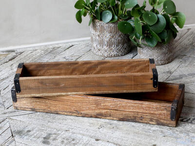 Stará  drevená bednička  42,5cm alebo 37,5cm, veľká 42,5cm x 5cm x 12,5cm - 1
