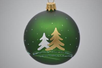 Vianočná guľka zelená les 7 cm