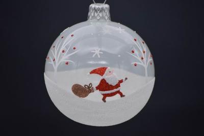 Vianočná guľka sklenená ručne zdobená 7 cm