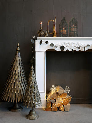 Domček - svietnik na čajovú sviečku s ornamentom 27cm x 12cm x 12,5cm - 5